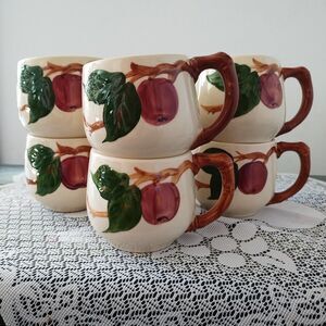 Franciscan Apple Small Coffee Mug Cup Made in USA Set/6 Flying F Stamp Country